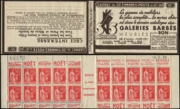 CARNETS (N°Cérès Jusqu'en1964) - 223  Paix, 50c. Rouge, N°283D, T IV, S. 387, GALERIES BARBES, Daté 6/5/36, N°69272, Adh - Otros & Sin Clasificación