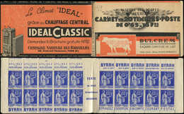 CARNETS (N°Cérès Jusqu'en1964) - 238  Paix, 65c. Bleu, N°365A, T II, S. 12, DULCREM/IDEAL CLASSIC, Amorce De DOUBLE Pub, - Otros & Sin Clasificación