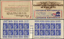 CARNETS (N°Cérès Jusqu'en1964) - 243  Paix, 90c. Bleu, N°368, T I, S. 48, LOTERIE NATIONALE, Date 25/1/39 Tronquée, Lége - Otros & Sin Clasificación