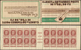 CARNETS (N°Cérès Jusqu'en1964) - 249  Pétain, 1f.50 Brun, N°517, S. 63, LOTERIE NATIONALE, 8 Points Blancs, TTB - Otros & Sin Clasificación