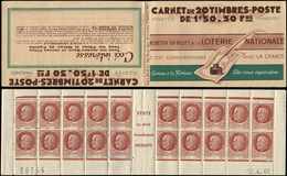 CARNETS (N°Cérès Jusqu'en1964) - 249  Pétain, 1f.50 Brun, N°517, S. 63, LOTERIE NATIONALE, 3 Points, N°29754 Du 2/4/42, - Otros & Sin Clasificación