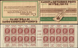 CARNETS (N°Cérès Jusqu'en1964) - 250  Pétain, 1f.50 Brun, N°517, Secours National, S. 65, LOTERIE NATIONALE, N°60924, Da - Otros & Sin Clasificación