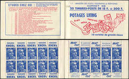 CARNETS (N°Cérès Jusqu'en1964) - 268  Gandon, 15f. Bleu, N°886, T I, S. 14, LIEBIG, RECTO-VERSO Décalé, Superbe - Otros & Sin Clasificación