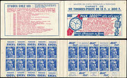 CARNETS (N°Cérès Jusqu'en1964) - 269  Gandon, 15f. Bleu, N°886, T I, S. 15, HORLOGERIE DU DOUBS, N° Et Date Tronqués, TB - Otros & Sin Clasificación