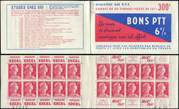 CARNETS (N°Cérès Jusqu'en1964) - 285  Muller, 15f. Rose, N°1011,  S. 2-55, BONS PTT 6 %, N°97092, Daté 6/4/55, Superbe - Otros & Sin Clasificación