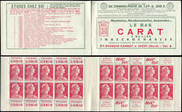 CARNETS (N°Cérès Jusqu'en1964) - 307  Muller, 15f. Rose, N°1011, S. 3-55, CARAT, Variété Feuille BRISEE, Case 2, Superbe - Other & Unclassified