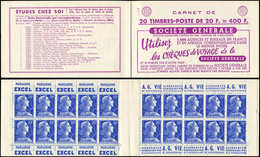 CARNETS (N°Cérès Jusqu'en1964) - 327  Muller, 20f. Bleu, N°1011B, T I, S 14-58, SOCIETE GENERALE, TTB - Otros & Sin Clasificación