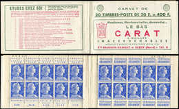 CARNETS (N°Cérès Jusqu'en1964) - 357  Muller, 20f. Bleu, N°1011BB, T II, S. 13-57, CARAT, N°20220 Et Date 27/11/57 Tronq - Otros & Sin Clasificación