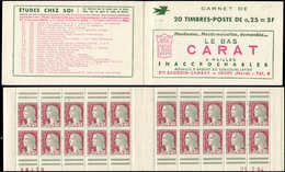 CARNETS (N°Cérès Jusqu'en1964) - 370  Marianne De Decaris, 0,25 Gris Et Grenat, N°1263, T I, S. 5-64, CARAT, N°98438, Da - Other & Unclassified