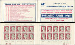 CARNETS (N°Cérès Jusqu'en1964) - 370  Marianne De Decaris, 0,25 Gris Et Grenat, N°1263, T I, S. 2-64, 3 SUISSES, N°72714 - Otros & Sin Clasificación