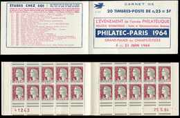 CARNETS (N°Cérès Jusqu'en1964) - 371  Marianne De Decaris, 0,25 Gris Et Grenat, N°1263, T I, S. 9-64, PHILATEC, N°41243, - Other & Unclassified