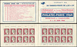 CARNETS (N°Cérès Jusqu'en1964) - 372  Marianne De Decaris, 0,25 Gris Et Grenat, N°1263, T I, S. 6-64, PHILATEC-PARIS, TB - Other & Unclassified