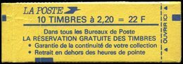 CARNETS (N°Cérès Jusqu'en1964) - 2376-C11c  Liberté, 2,20 Rouge, Timbres NON Imprimés, Daté 11/5/88, TB - Otros & Sin Clasificación