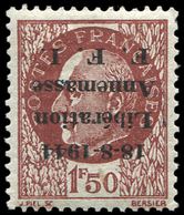 * TIMBRES DE LIBERATION - ANNEMASSE 6a : 1f50 Brun-rouge, Surcharge RENVERSEE, TB - Liberación