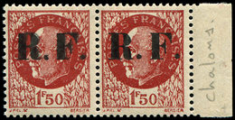 ** TIMBRES DE LIBERATION - CHALONS SUR MARNE 1 : 1f50 Brun-rouge, PAIRE Bdf, Un Ex. DOUBLE Surcharge, TB - Liberación