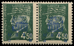 ** TIMBRES DE LIBERATION - DECAZEVILLE 10 : 4f50 Vert, PAIRE T I + T II, Surcharges RENVERSEES, TB - Liberación