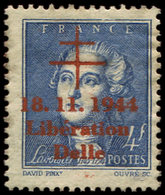 * TIMBRES DE LIBERATION - DELLE 20C : 4f. Bleu, Gomme Partielle, Sinon TB - Liberación