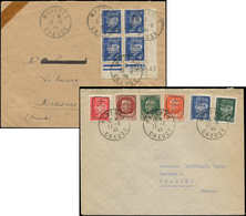 Let TIMBRES DE LIBERATION - MEASNES 1/6 Obl. Càd 17/8/44 Et N°5 4f. Bleu (Bloc De 4), Obl. Càd 25/8/44, S. 2 Env., TB - Liberación