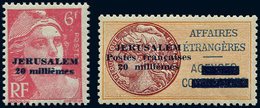 ** Spécialités Diverses - JERUSALEM 2 Et 3 : 20m. Jaune-orange Et Brun-rouge Et 20m. Sur 6f. Rose Carminé, TB - War Stamps