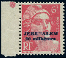 ** Spécialités Diverses - JERUSALEM 3 : 20m S. 6f. Rose Carminé, Variété S De JERUSALEM Brisé, TB, Cote Maury - War Stamps