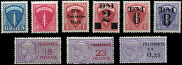 ** Spécialités Diverses - TIMBRES FISCAUX Lot De 9 T. Différents, Permis Militaires (6) Et Transports (3), 1948-50, TB - Other & Unclassified