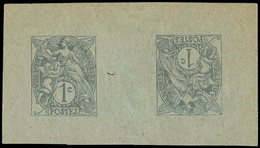 VARIETES - 107   Blanc,  1c. Gris, épreuve TETE BECHE Avec Pont, Papier Verdâtre, Pelurage, Sinon TB - Unused Stamps