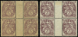 ** VARIETES - 108g  Blanc,  2c. Brun-lilas, RECTO-VERSO, BLOC De 4 Interp., TB - Unused Stamps