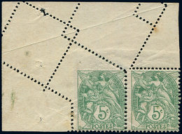 * VARIETES - 111d  Blanc,  5c. Vert, T IA, PAIRE Cdf Avec PIQUAGE OBLIQUE, TB - Nuevos