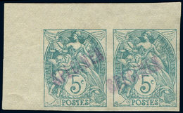 (*) VARIETES - 111   Blanc,  5c. Vert, NON DENTELE, Surchargé SPECIMEN En Violet, PAIRE Cdf, TB - Nuevos