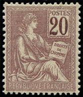 ** VARIETES - 113   Mouchon, 20c. Brun-lilas, CHIFFRES FONCES, Excellent Centrage, TTB - Unused Stamps