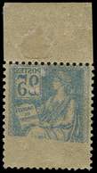 * VARIETES - 114c  Mouchon, 25c. Bleu, Bdf, RECTO VERSO Partiel, Inf. Trace De Ch., TB - Unused Stamps