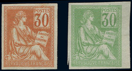 (*) VARIETES - 115   Mouchon, 30c., 2 Essais De Couleur NON DENTELES Différents, TB - Unused Stamps