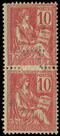 * VARIETES - 116   Mouchon, 10c. Rouge, PAIRE, Variété De PIQUAGE, Ch. Un Peu Forte, TB - Unused Stamps