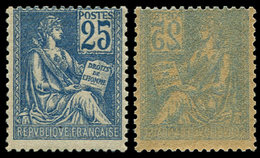 ** VARIETES - 118b  Mouchon, 25c. Bleu, T II, Impression RECTO-VERSO, TB - Unused Stamps
