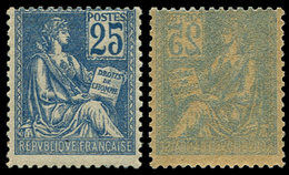 ** VARIETES - 118b  Mouchon, 25c. Bleu, T II, Impression RECTO-VERSO, TB - Nuevos