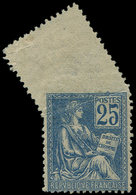 * VARIETES - 118   Mouchon, 25c. Bleu, Bdf, PIQUAGE OBLIQUE, 2 Dc, Sinon TB - Unused Stamps