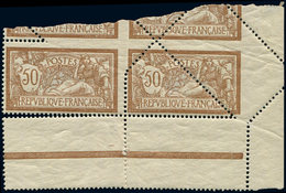 ** VARIETES - 120h  Merson, 50c. Brun Et Gris, PAIRE Cdf Avec PIQUAGE Totalement DECALE, Superbe, Cote Maury - Unused Stamps