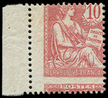 * VARIETES - 124   Mouchon Retouché, 10c. Rose, PIQUAGE à CHEVAL, Bdf, TB - Unused Stamps