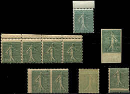 ** VARIETES - 130   Semeuse Lignée, 15c. Vert, 6  Diverses, TB - Nuevos