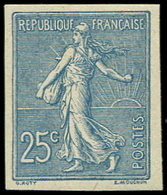 * VARIETES - 132c  Semeuse Lignée, 25c. Bleu, NON DENTELE, TB. Br - Unused Stamps