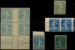 ** VARIETES - 137 Et 140, 5c. Vert (2) Et 25c. Bleu (3), 5 , TB - Unused Stamps