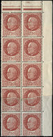 ** VARIETES - 517   Pétain,  1f.50 Brun Rouge, BLOC De 10 Cdf, 2 Ex. IMPRESSION SUR RACCORD, TB - Unused Stamps