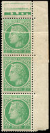 ** VARIETES - 680   Mazelin,  2f. Vert Jaune, BANDE Verticale De 3 Bdf, IMPRESSION Sur RACCORD, TB - Unused Stamps