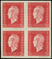 ** VARIETES - 693a  Dulac,  2f.40 Rouge, BLOC De 4 NON DENTELE, Centre Du BF Dulac N°4, TB - Unused Stamps