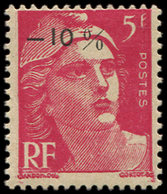 ** VARIETES - 719AA Gandon,  5f. Rose, Surchargé -10 %, Pli D'angle, Aspect TB, Cote Et N° Maury - Unused Stamps