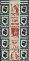 ** VARIETES - 755   Corse, 10c. Outremer Et Noir, BLOC De 10 Interp. Avec Pub PROVINS En Brun-rouge, TB - Unused Stamps