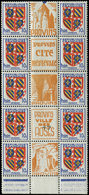 ** VARIETES - 834   Bourgogne, BLOC De 10 Interp. Avec Pub PROVINS En Jaune-orange, TB - Unused Stamps
