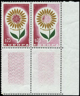 ** VARIETES - 1430   Europa 1964, Fond Rose Et Grenat Dans Une PAIRE Cdf, TB - Unused Stamps