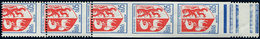 ** VARIETES - 1468   Blason De Auch, 3 Ex. NON DENTELES Accidentel Tenant à 2 Ex. Piquage A CHEVAL Dans Une BANDE Vertic - Unused Stamps