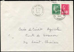 Let VARIETES - 1664   Béquet, 0,50 Rouge, FAUX Pour Servir Et N°1611 Obl. St Jean-de- Minervois 5/11/74 S. Env., TB - Unused Stamps